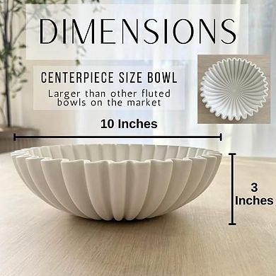 Concrete Decorative Bowl - White Large Decorative Bowls for Home Decor - Coffee Table Bowl Decor