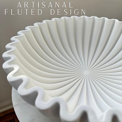 Concrete Decorative Bowl - White Large Decorative Bowls for Home Decor - Coffee Table Bowl Decor