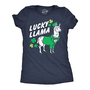 Womens Funny T Shirts Lucky Llama Sarcastic St Patricks Day Tee For Ladies