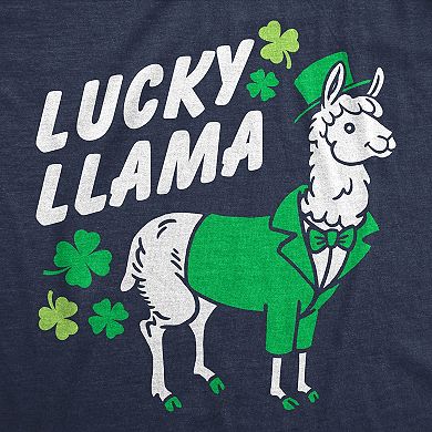 Womens Funny T Shirts Lucky Llama Sarcastic St Patricks Day Tee For Ladies