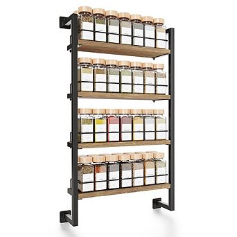 Space-Saving Wall Mount Spice Rack Organizer, Modern Hanging Shelf, Holds Up To 56 Jars