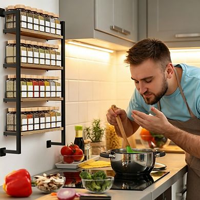Space-Saving Wall Mount Spice Rack Organizer, Modern Hanging Shelf, Holds Up To 56 Jars