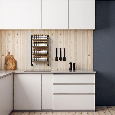 Space-Saving Wall Mount Spice Rack Organizer, Modern Hanging Shelf, Holds Up To 56 Jars