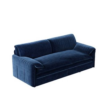 Merax Convertible Velvet Sleeper Sofa Bed, Queen Size Pull Out Sofa with Side Storage & Wheels