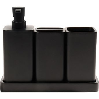 4 pc Bathroom Accessories Set with Soap Dispenser and Toothbrush Holder