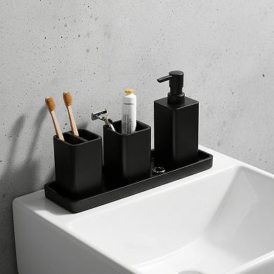 4 Piece Bathroom Accessories Set with Soap Dispenser and Toothbrush Holder
