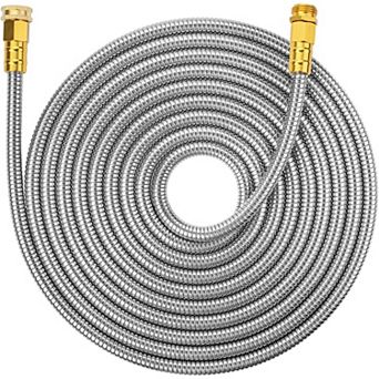 25ft Stainless Steel Metal Garden Hose, Durable for Outdoor Use