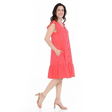 Women’s Button Front Tiered Swing Dress
