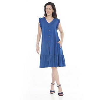Women’s Button Front Tiered Swing Dress