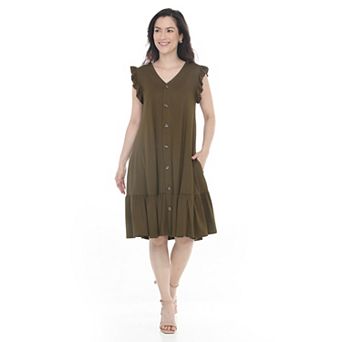 Women’s Button Front Tiered Swing Dress