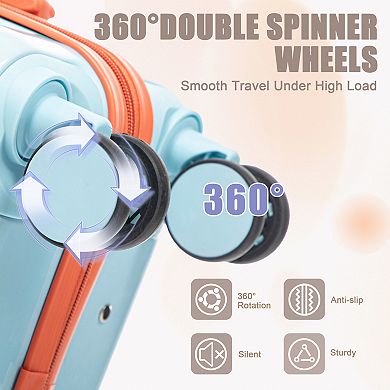 KWPZQEB 14" 20" PC Spinner Wheel Carry on Suitcase Set with Combination Lock, Gradient Color, 2pcs