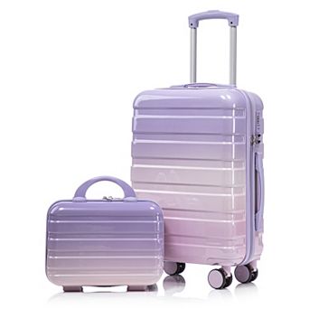 KWPZQEB 14" 20" PC Spinner Wheel Carry on Suitcase Set with Combination Lock, Gradient Color, 2 pc