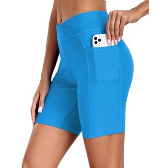 Ekouaer Women Board Shorts Swim Shorts Cross Waist Beach Surf Swimwear Bottoms with Pocket