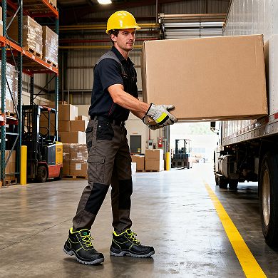 Men's Steel Toe Work Boots Lace-Up Leather Slip-Resistant Safety Shoes