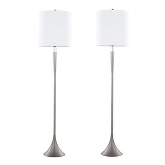 Loheer Metal Floor Lamp Set of 2 with Clear K9 Crystal and Linen Shade