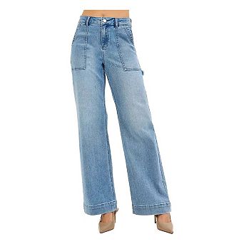 RISEN Full Size High Rise Straight Leg Jeans with Front Pockets Plus Size