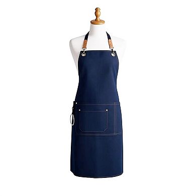 Cotton Kitchen Apron with Cross Back Straps Multi Pocket Utility Apron for Cooking Baking Craft