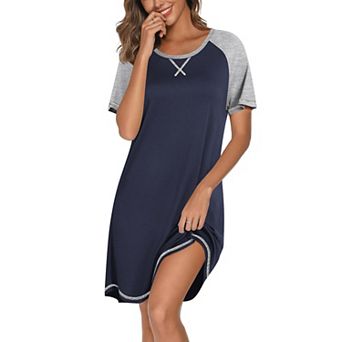 Ekouaer Nightgowns for Women Sleep Shirts Crewneck Night Shirts Soft Caual T Shirt Sleep Dress
