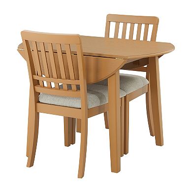 Pnronnc 3-Piece Extendable Dining Table Set, Wooden Kitchen Table Set with Folding Table & 2 Chairs