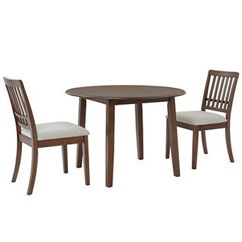 Pnronnc 3 pc Extendable Dining Table Set, Wooden Kitchen Table Set with Folding Table & 2 Chairs