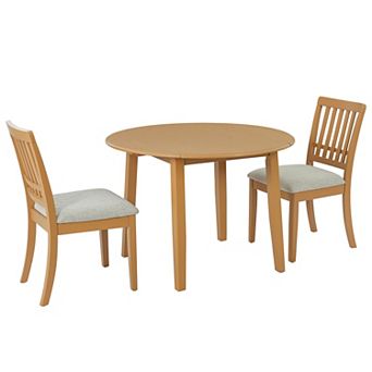 Pnronnc 3 pc Extendable Dining Table Set, Wooden Kitchen Table Set with Folding Table & 2 Chairs