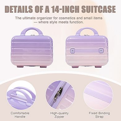 2-Piece Luggage Set, Gradient Color Carry On Suitcase with Combination Lock