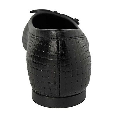 Amelie Black Weave Ballet Flat (Women)