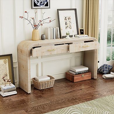 KWPZQEB Retro Antique Unique Console Table with 2 Top Drawers for Entrance, Living Room