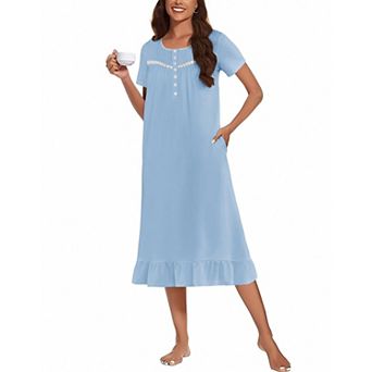 Ekouaer Nightgowns Sleeping Soft Long Button Maternity Night Gowns House Dresses Night Shirts