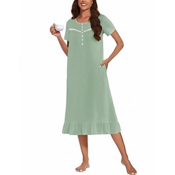 Ekouaer Nightgowns Sleeping Soft Long Button Maternity Night Gowns House Dresses Night Shirts