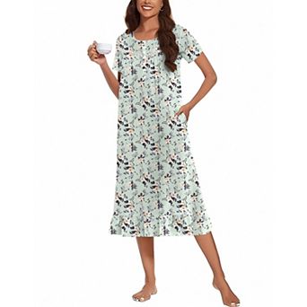 Ekouaer Nightgowns Sleeping Soft Long Button Maternity Night Gowns House Dresses Night Shirts