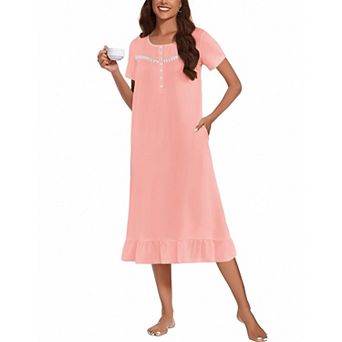 Ekouaer Nightgowns Sleeping Soft Long Button Maternity Night Gowns House Dresses Night Shirts