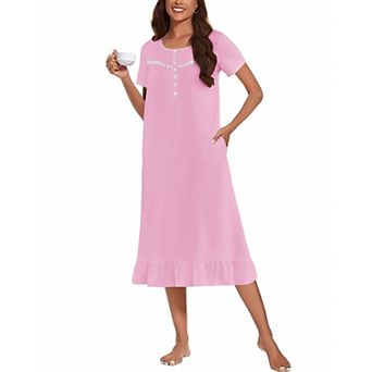 Ekouaer Nightgowns Sleeping Soft Long Button Maternity Night Gowns House Dresses Night Shirts
