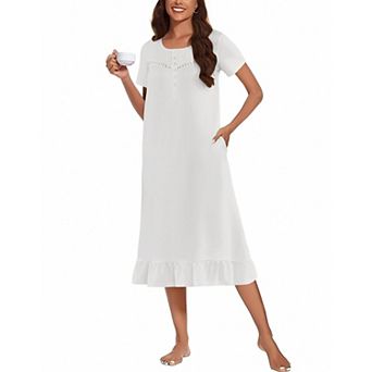 Ekouaer Nightgowns Sleeping Soft Long Button Maternity Night Gowns House Dresses Night Shirts
