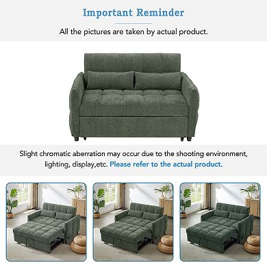Pnronnc Loveseat Sofa Pull-Out Sleeper Sofa Bed with Adjustable Backrest, USB Ports & Lumbar Pillow