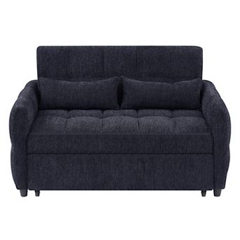 Pnronnc Loveseat Sofa Pull-Out Sleeper Sofa Bed with Adjustable Backrest, USB Ports & Lumbar Pillow
