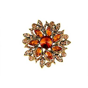 Crystal Rhinestone Bridal Flower Wreath Brooch Pin Necklace for Weddings Christmas