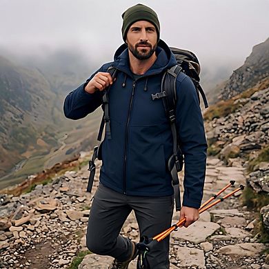 Men's 2-in-1 Softshell Jacket with Zip-Off Sleeves Outdoor Windproof Hooded Vest