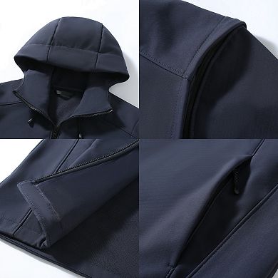 Men's 2-in-1 Softshell Jacket with Zip-Off Sleeves Outdoor Windproof Hooded Vest