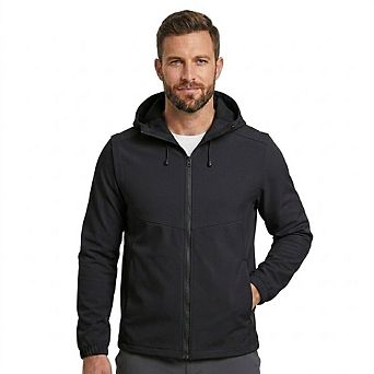 Men's 2-in-1 Softshell Jacket with Zip-Off Sleeves Outdoor Windproof Hooded Vest