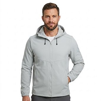 Men's 2-in-1 Softshell Jacket with Zip-Off Sleeves Outdoor Windproof Hooded Vest