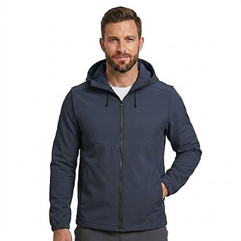 Men's 2-in-1 Softshell Jacket with Zip-Off Sleeves Outdoor Windproof Hooded Vest
