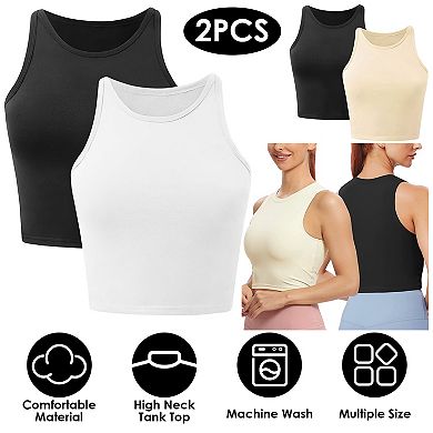 Women’s High Neck Racerback Crop Tank Top