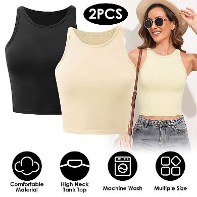 Women’s High Neck Racerback Crop Tank Top