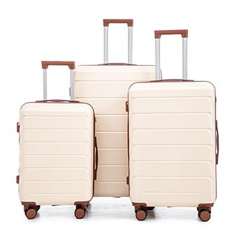 KWPZQEB Stylish Striped ABS Spinner Wheel Luggage Set with Combination Lock, 3pcs/set