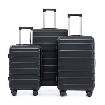 KWPZQEB Stylish Striped ABS Spinner Wheel Luggage Set with Combination Lock, 3pcs/set