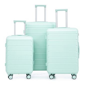 KWPZQEB Stylish Striped ABS Spinner Wheel Luggage Set with Combination Lock, 3pcs/set