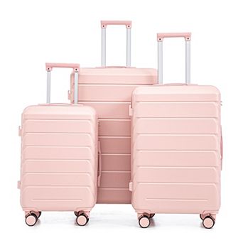 KWPZQEB Stylish Striped ABS Spinner Wheel Luggage Set with Combination Lock, 3pcs/set