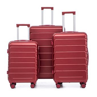 KWPZQEB Stylish Striped ABS Spinner Wheel Luggage Set with Combination Lock, 3pcs/set