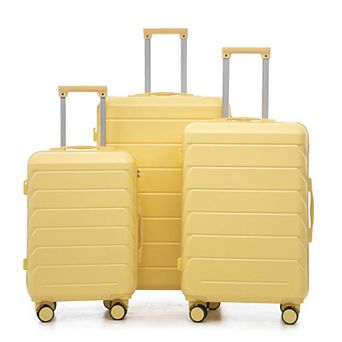 KWPZQEB Stylish Striped ABS Spinner Wheel Luggage Set with Combination Lock, 3pcs/set